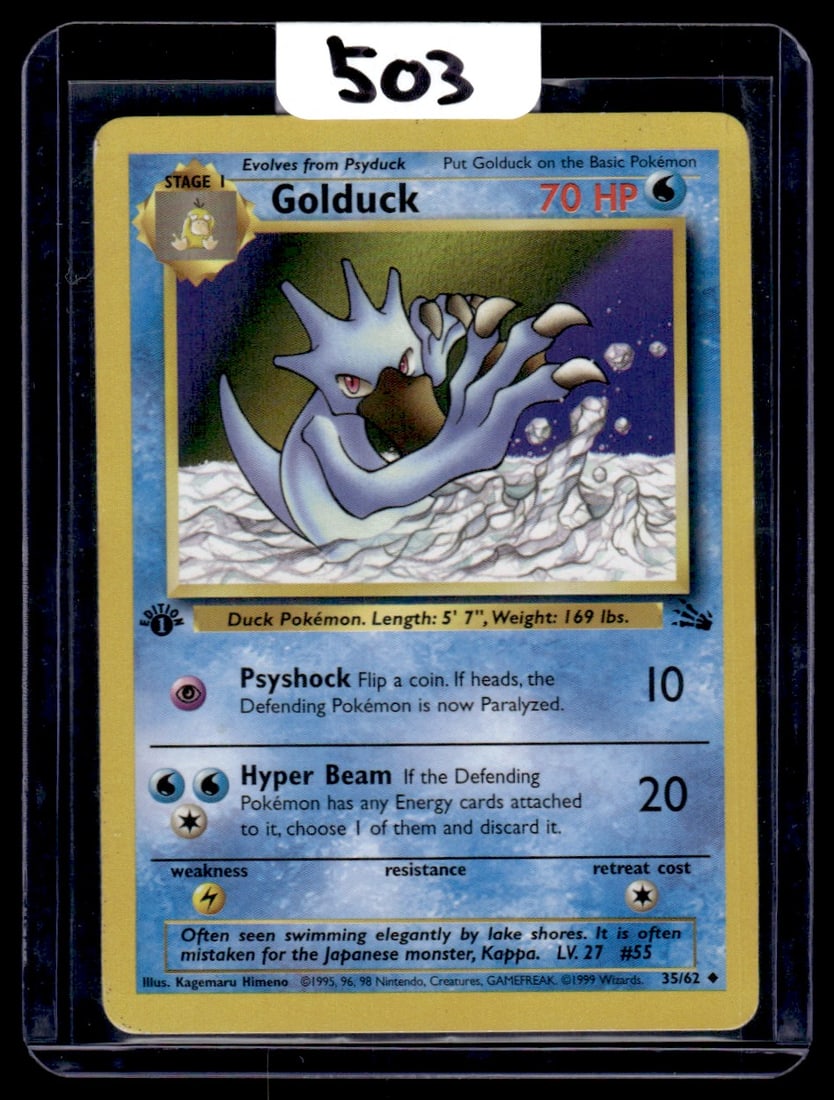 Golduck - Fossil - 1st Edition Pokemon Card: Golduck - Fossil - 1st Edition Pokemon Card