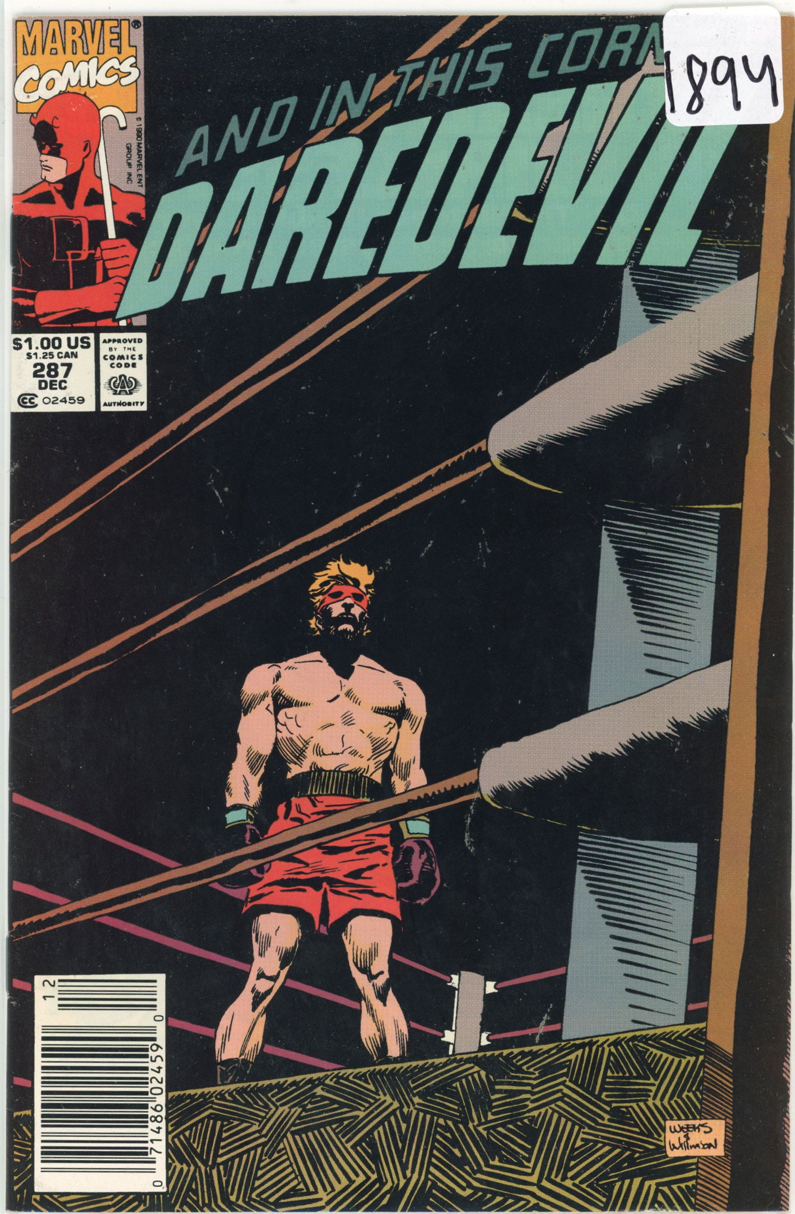 1990 Marvel Daredevil Issue 287 (1 of 1)