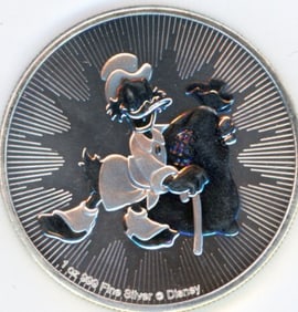 2018 Scrooge McDuck Commemorative 1 Troy Oz .999 Fine Silver Coin