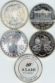Lot of 5 1 Troy Oz .999 Fine Silver Bullion Rounds