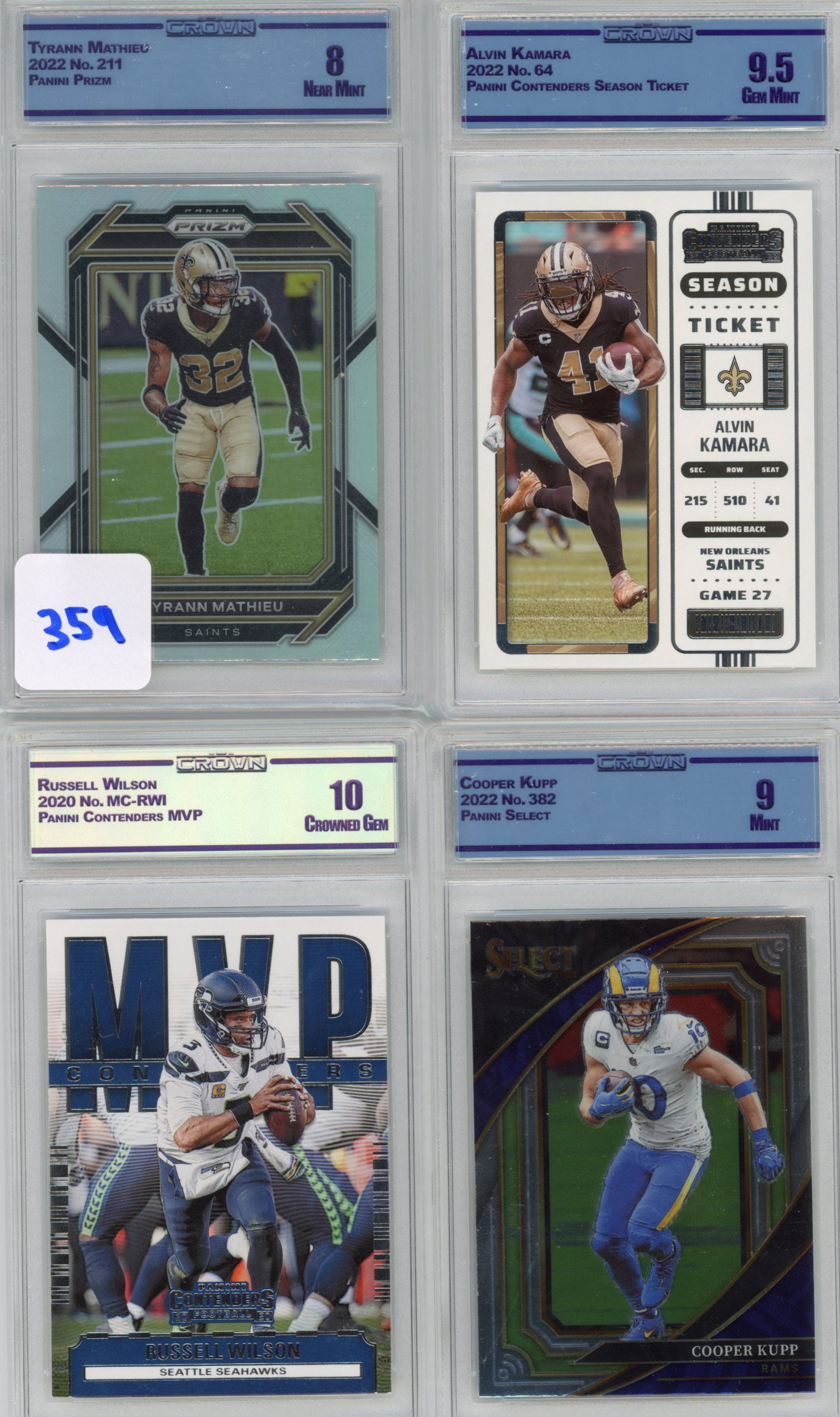 Lot of 4 CC&G Graded Panini Football Slabs: Lot of 4 CC&G Graded Panini Football Slabs