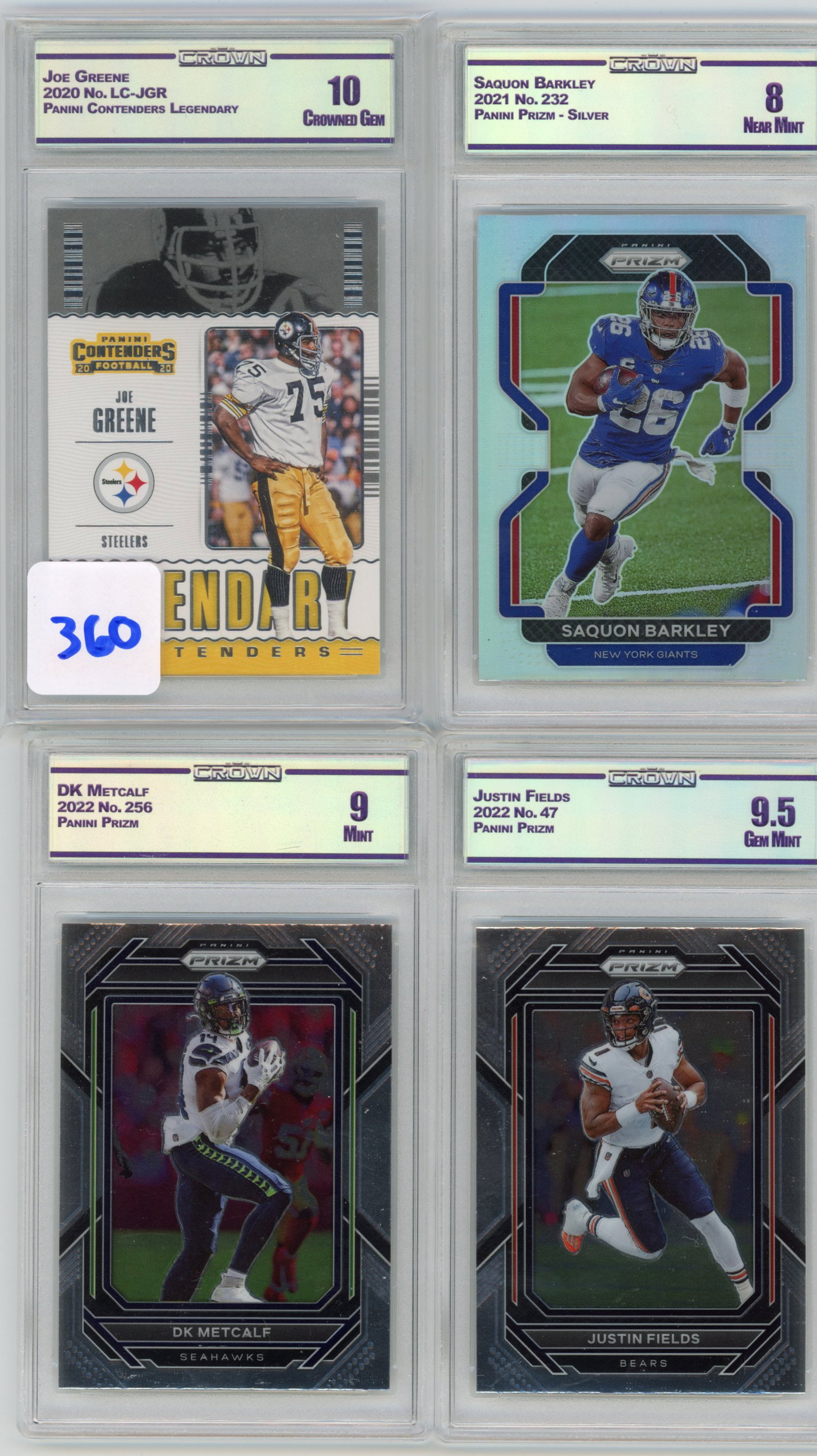 Lot of 4 CC&G Graded Panini Football Slabs: Lot of 4 CC&G Graded Panini Football Slabs