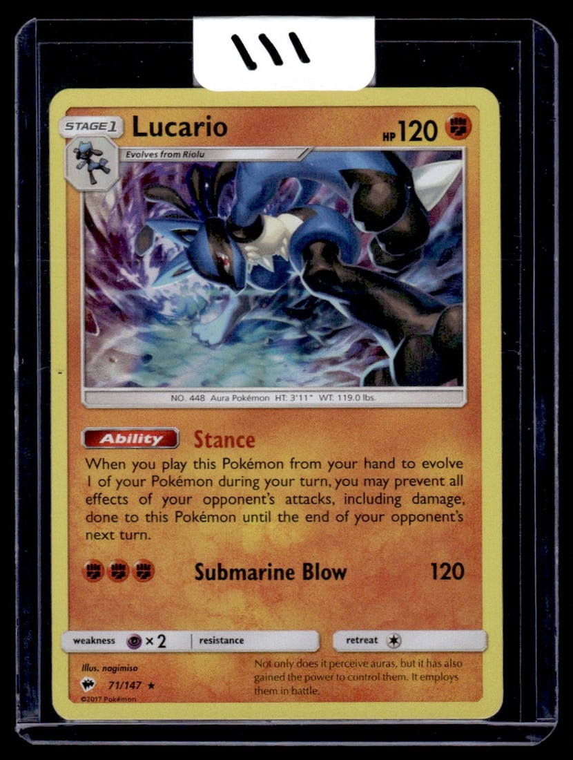 Lucario - Burning Shadows - Holo Pokemon Card (1 of 1)