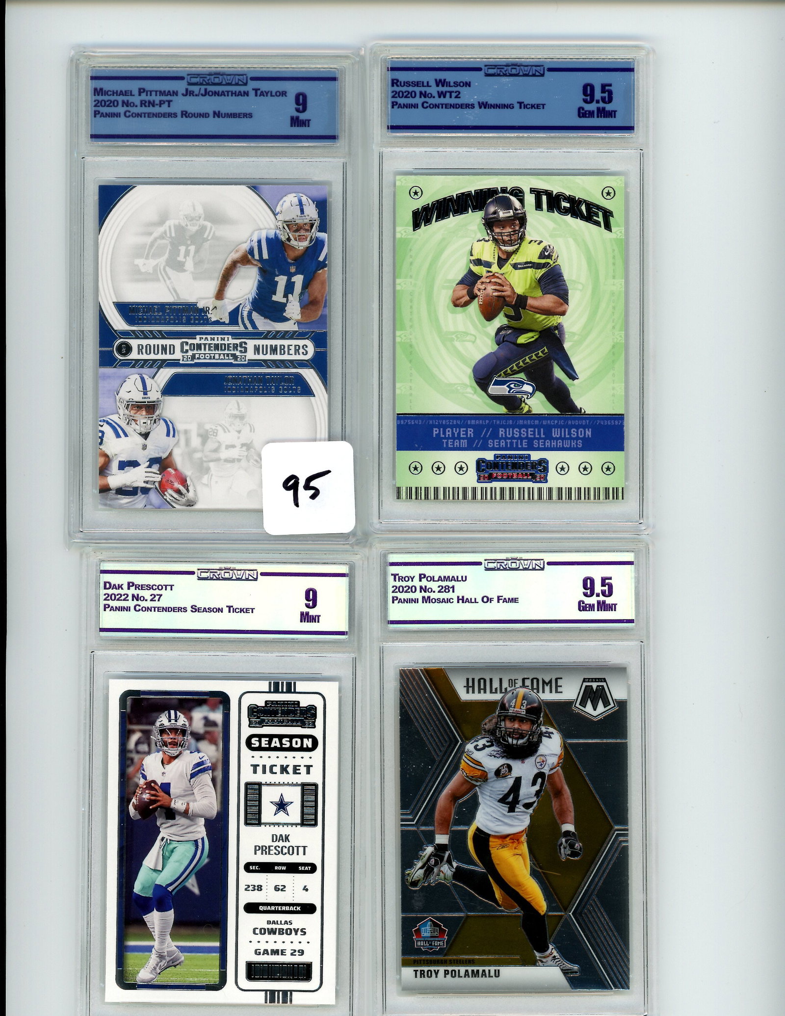 Lot of 4 CC&G Graded Panini Football Slabs: Lot of 4 CC&G Graded Panini Football Slabs