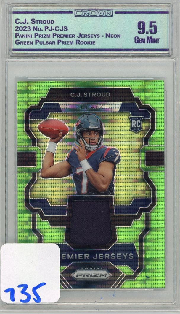 C.J. Stroud Premier Jerseys Green Pulsar Rookie CC&G Gem Mint 9: C.J. Stroud Premier Jerseys Green Pulsar Rookie CC&G Gem Mint 9