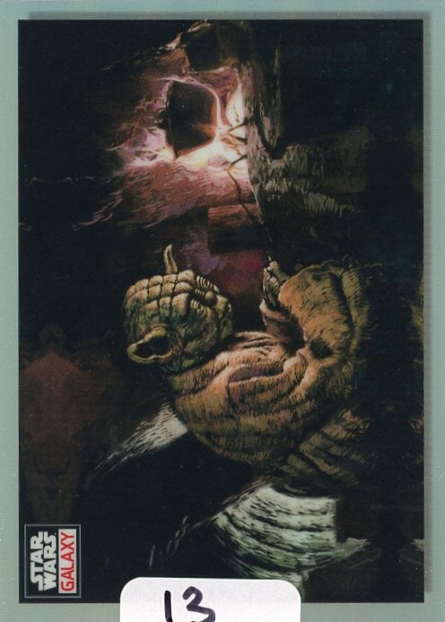 Topps Star Wars Galaxy Yoda "Night Must Fall" Refractor (1 of 1)