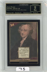 John Adams - 2024 Pieces of the Past Authentic Relic Card Graded CC&G Mint 9