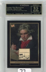 Ludwig Van Beethoven - 2024 Pieces of the Past Authentic Relic Card Graded CC&G Gem Mint 9.5