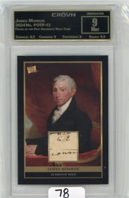 James Monroe - 2024 Pieces of the Past Authentic Relic Card Graded CC&G Mint 9