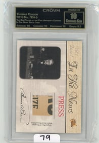 Thomas Edison - 2018 The Bar/Pieces of the Past Antiquity Edition: In The News Relic Card Graded