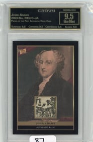 John Adams - 2024 Pieces of the Past Authentic Relic Card Graded CC&G Gem Mint 9.5