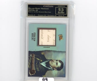 William Henry Harrison - 2023 Pieces of the Past Authentic Relic Card Graded CC&G Gem Mint 9.5