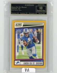 Amon-Ra St. Brown - 2022 Panini Score - Gold Graded CC&G Crowned Gem 10