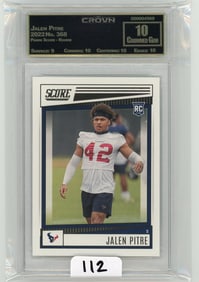 Jalen Pitre - 2022 Panini Score - Rookie Graded CC&G Crowned Gem 10