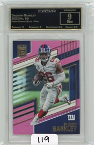 Saquon Barkley - 2022 Panini Donruss Elite - Pink Graded CC&G Mint 9