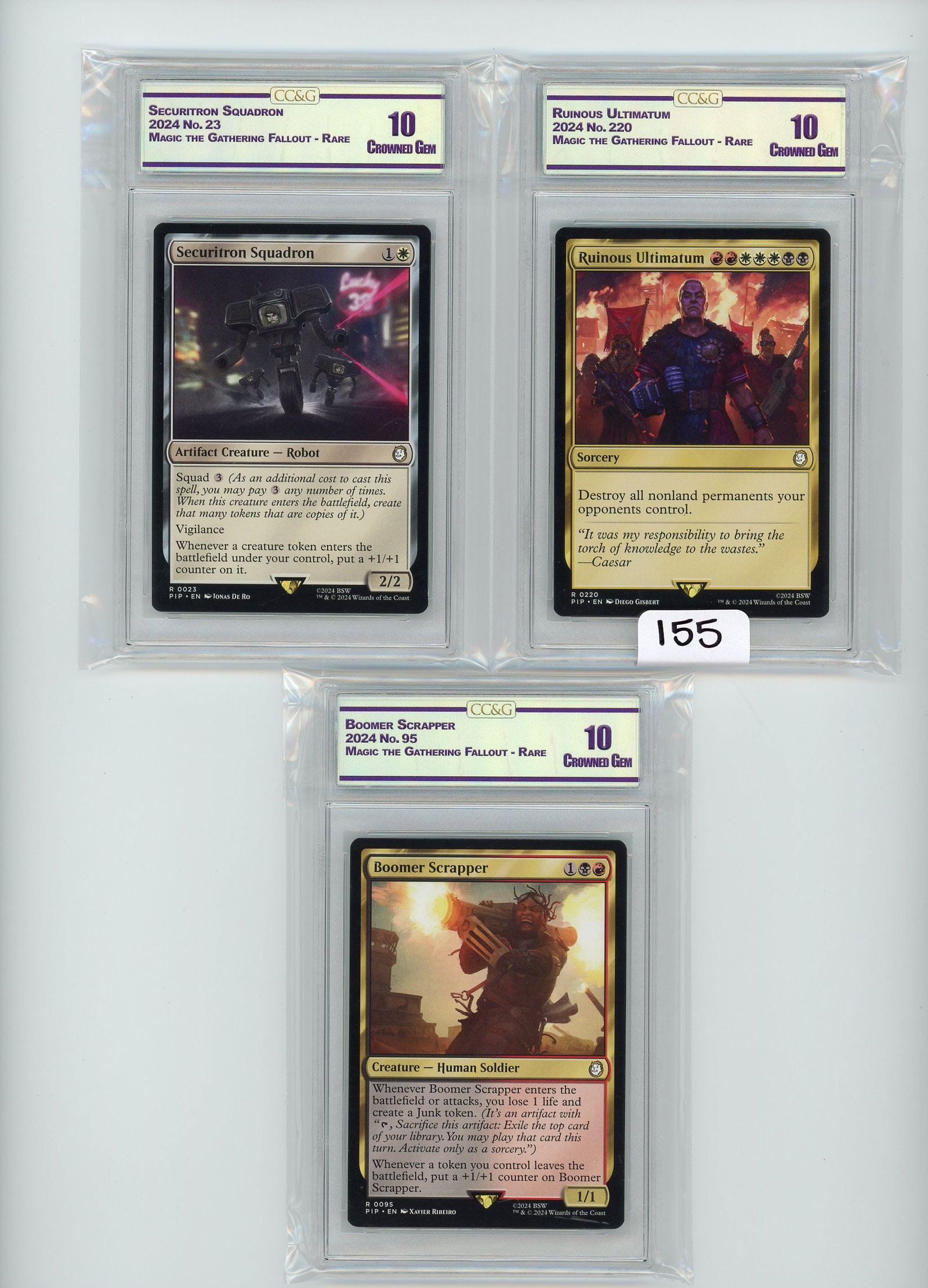Lot of 3 CC&G Graded Magic the Gathering Fallout - Rare cards: Lot of 3 CC&G Graded Magic the Gathering Fallout - Rare cards
