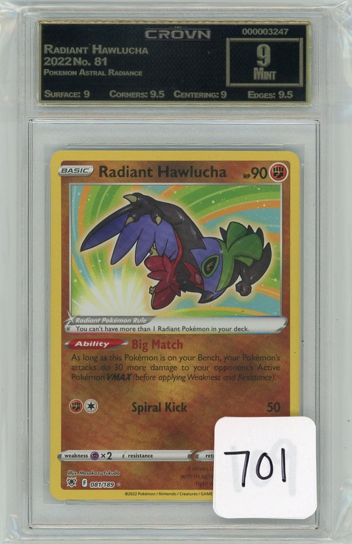 Radiant Hawlucha - 2022 Pokemon Astral Radiance CC&G Graded Mint 9 (1 of 1)