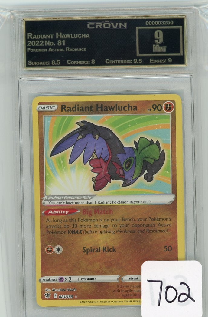 Radiant Hawlucha - 2022 Pokemon Astral Radiance CC&G Graded Mint 9 (1 of 1)