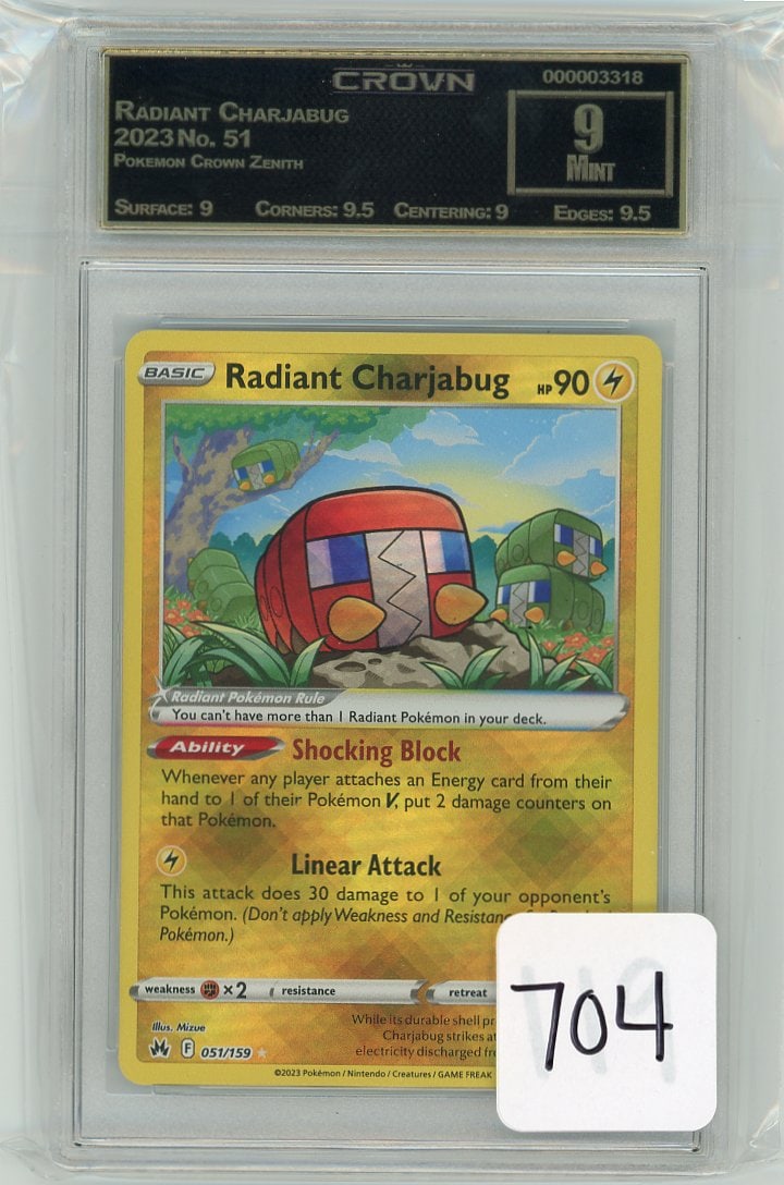 Radiant Charjabug - 2023 Pokemon Crown Zenith CC&G Graded Mint 9 (1 of 1)