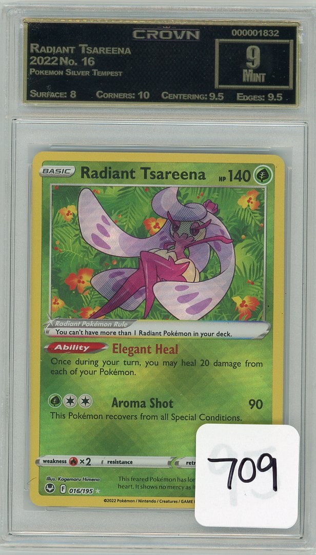 Radiant Tsareena - 2022 Pokemon Silver Tempest CC&G Graded Mint 9 (1 of 1)