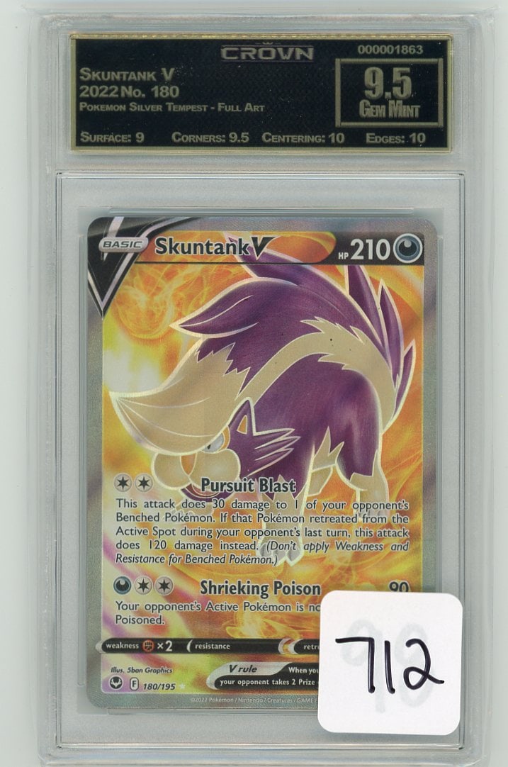 Skuntank V - 2022 Pokemon Silver Tempest - Full Art CC&G Graded Gem Mint 9.5 (1 of 1)