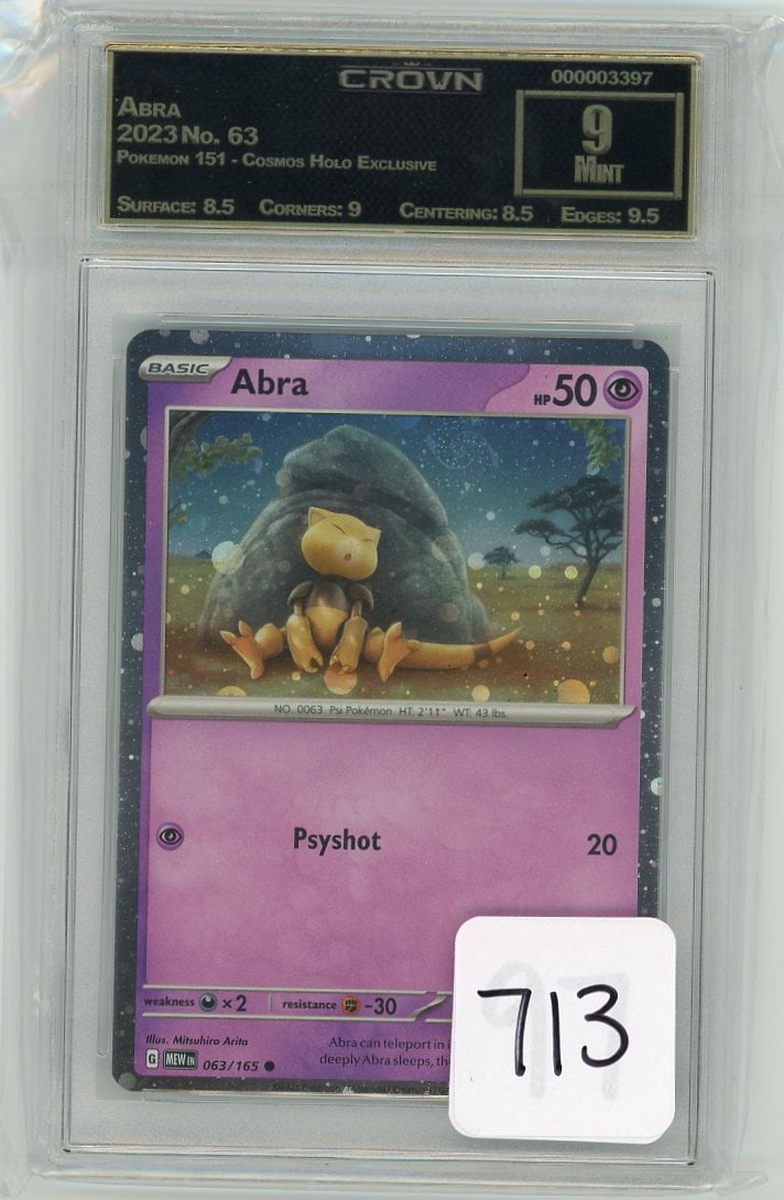 Abra - 2023 Pokemon 151 - Cosmos Holo Exclusive CC&G Graded Mint 9 (1 of 1)