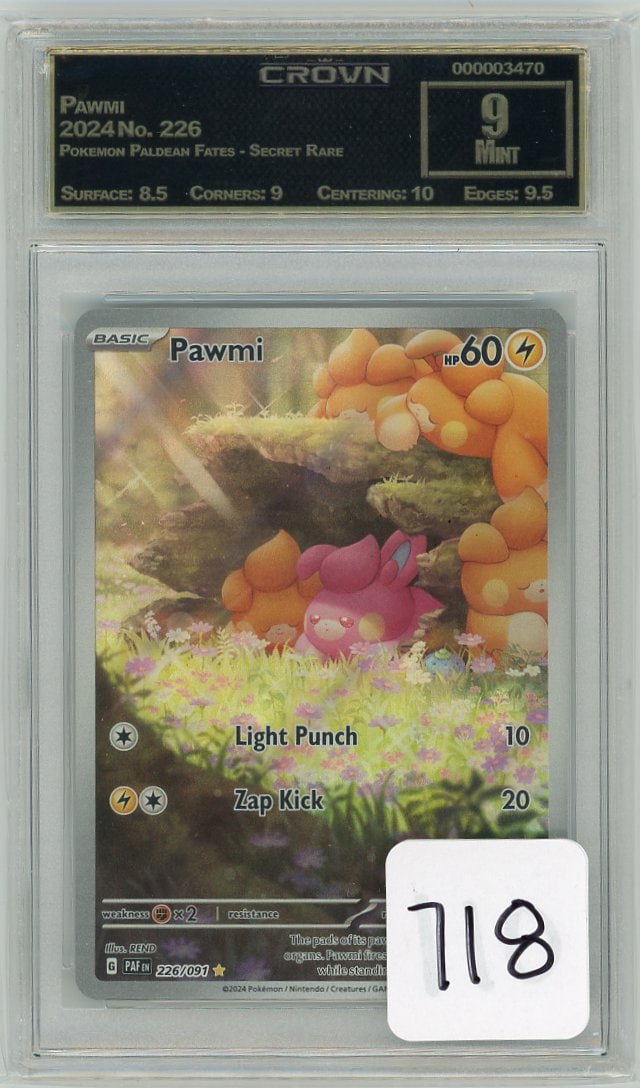 Pawmi - 2024 Pokemon Paldean Fates - Secret Rare CC&G Graded Mint 9: Pawmi - 2024 Pokemon Paldean Fates - Secret Rare CC&G Graded Mint 9