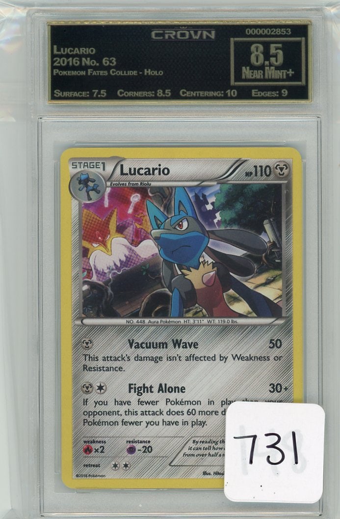 Lucario - 2016 Pokemon Fates Collide - Holo CC&G Graded Near Mint+ 8.5 (1 of 1)