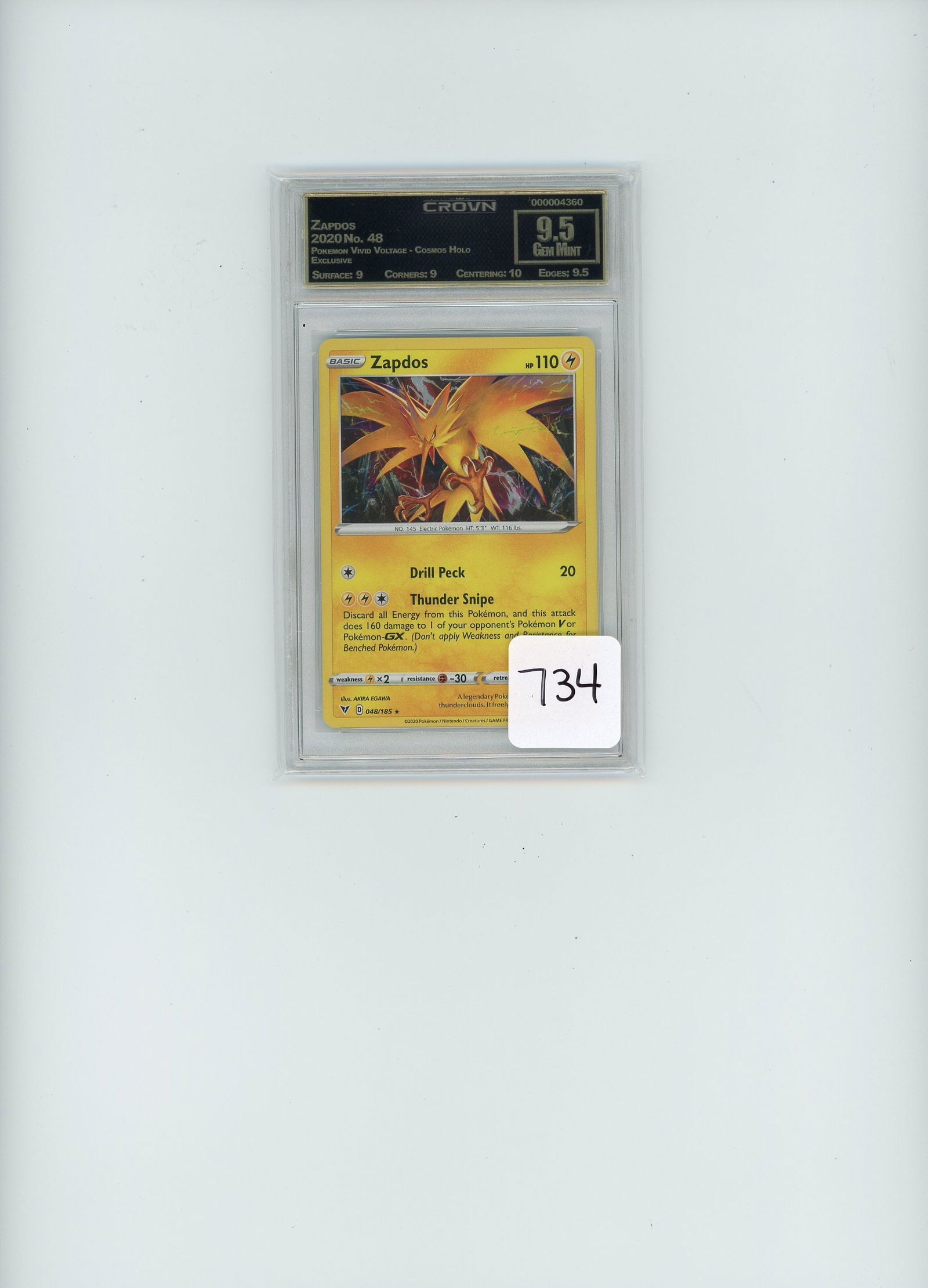 Zapdos - 2020 Pokemon Vivid Voltage - Cosmos Holo Exclusive CC&G Graded Gem Mint 9.5 (1 of 1)