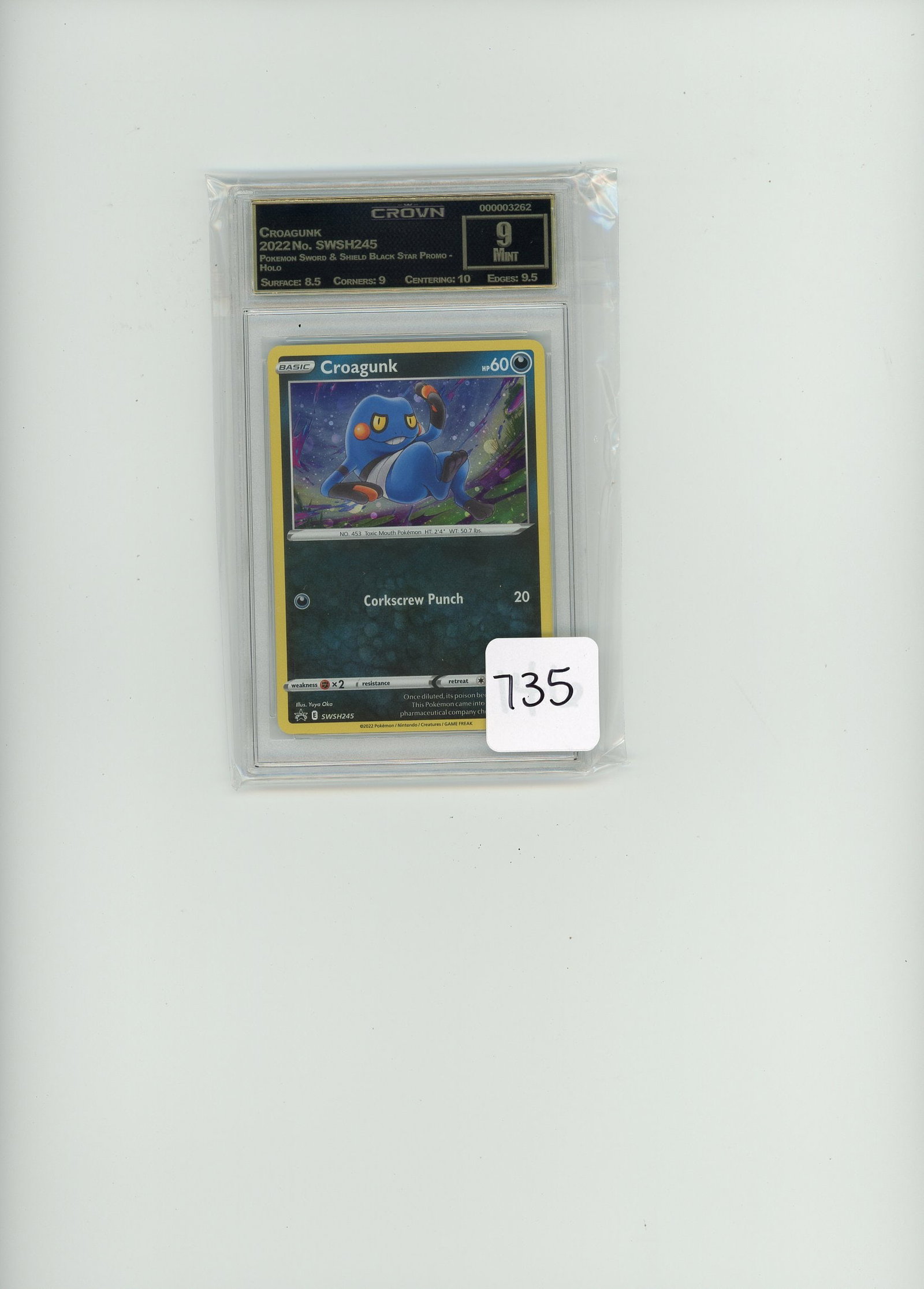 Croagunk - 2022 Pokemon Sword & Shield Black Star Promo - Holo CC&G Graded Mint 9: Croagunk - 2022 Pokemon Sword & Shield Black Star Promo - Holo CC&G Graded Mint 9