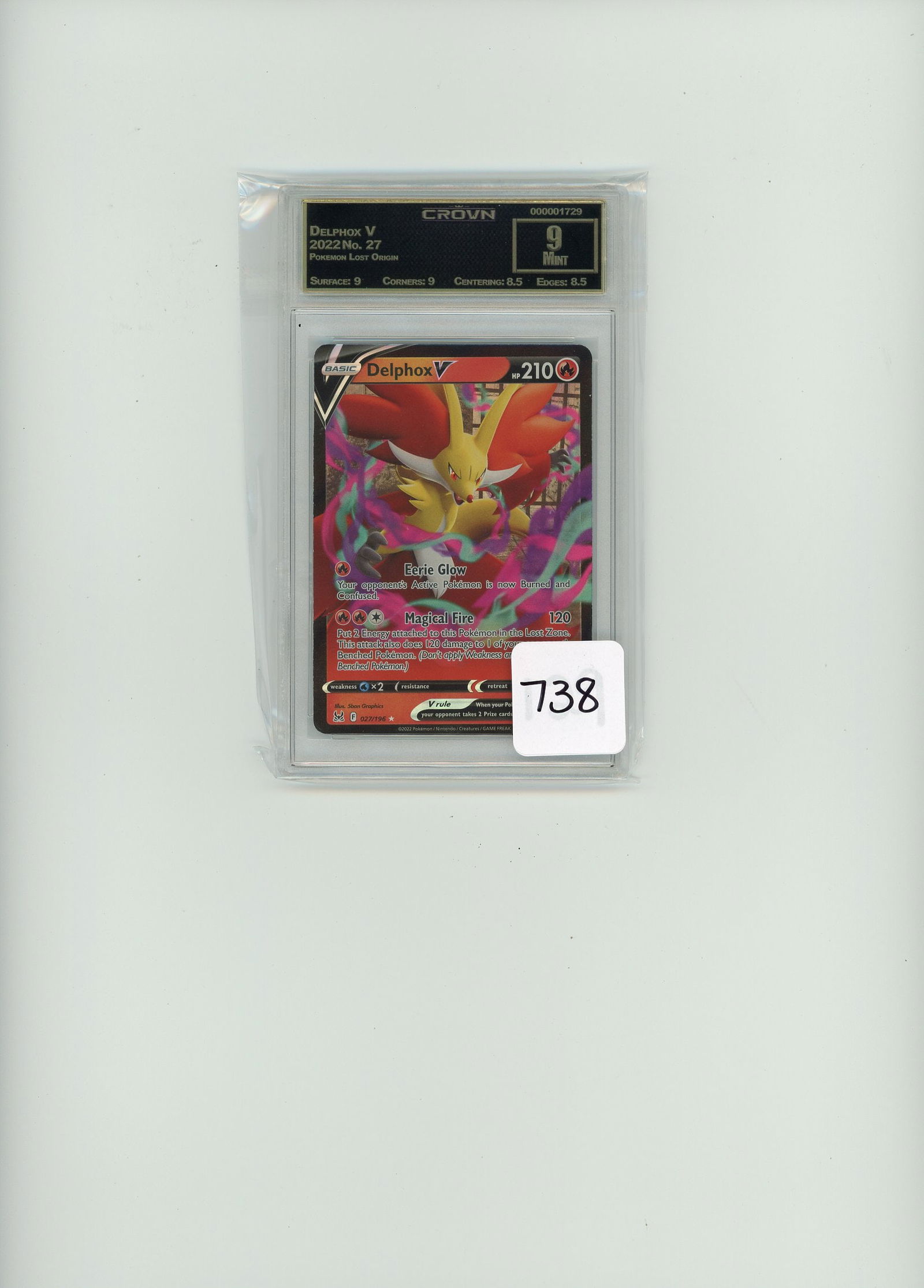 Delphox V - 2022 Pokemon Lost Origin CC&G Graded Mint 9 (1 of 1)