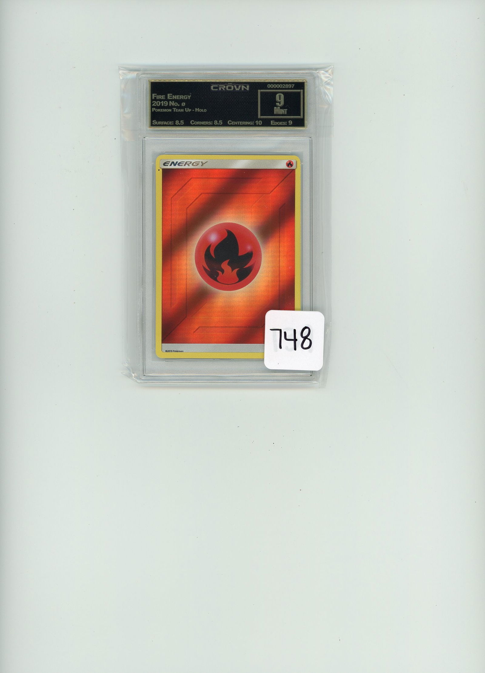 Fire Energy - 2019 Pokemon Team Up - Holo CC&G Graded Mint 9 (1 of 1)
