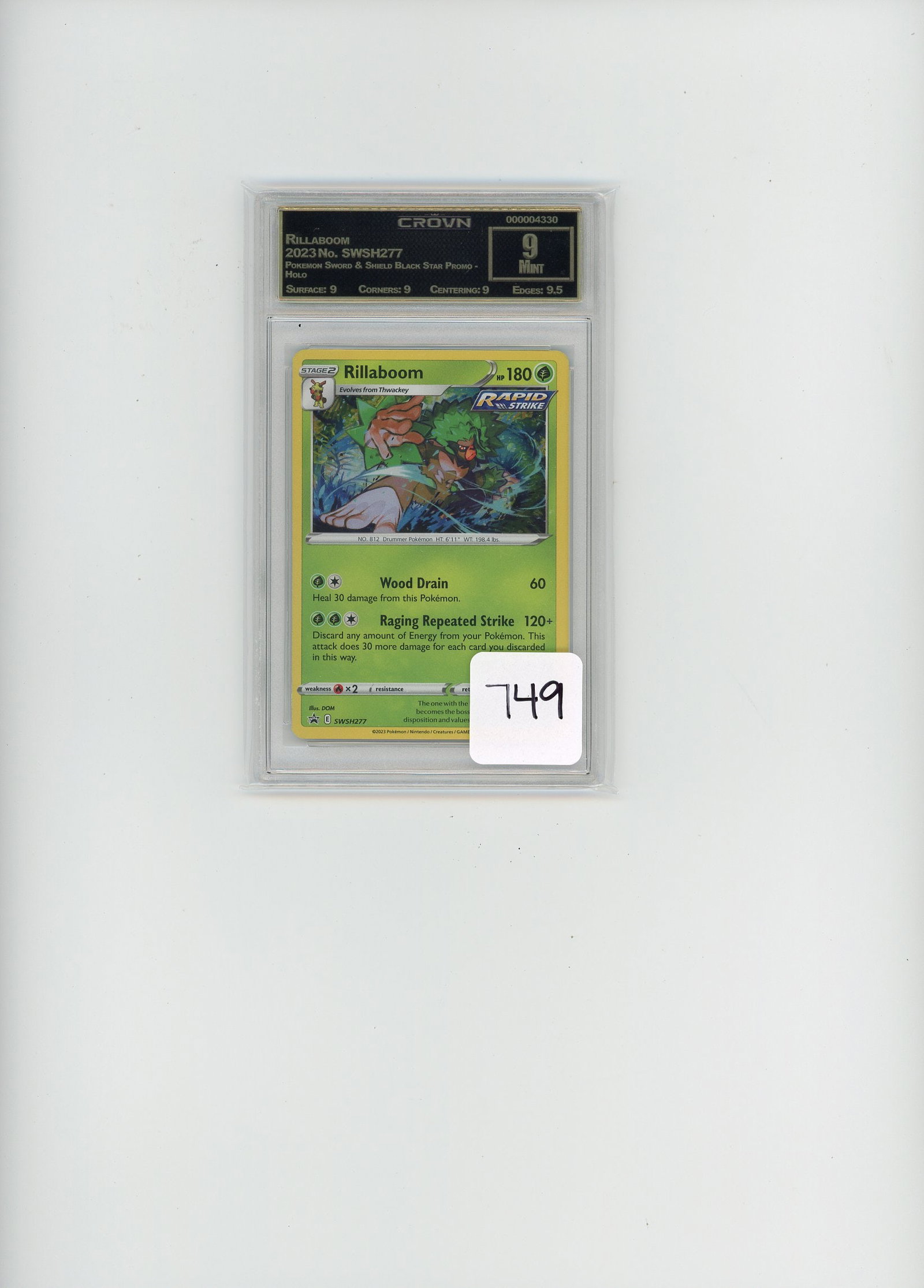 Rillaboom - 2023 Pokemon Sword & Shield Black Star Promo - Holo CC&G Graded Mint 9: Rillaboom - 2023 Pokemon Sword & Shield Black Star Promo - Holo CC&G Graded Mint 9