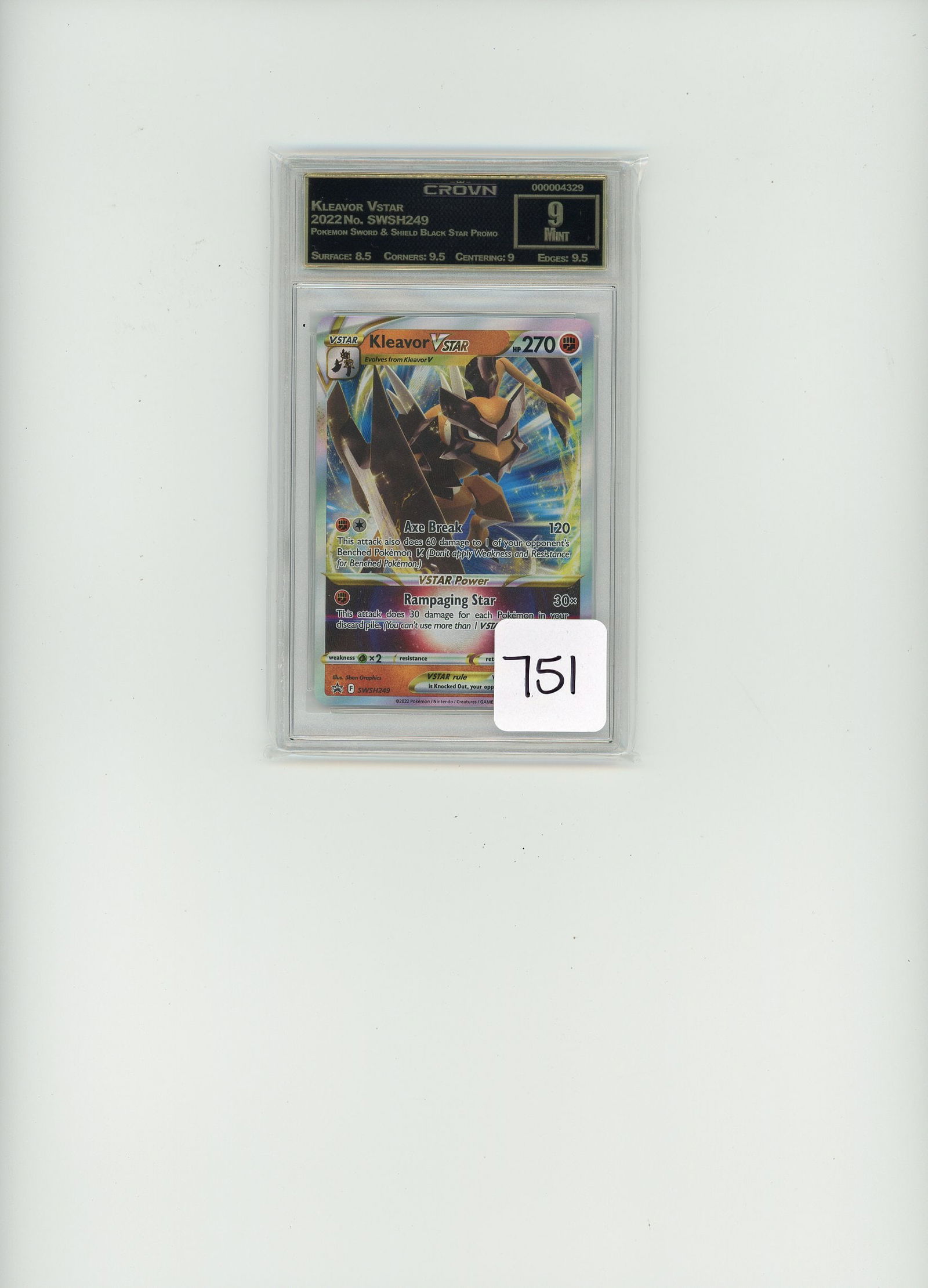 Kleavor Vstar - 2022 Pokemon Sword & Shield Black Star Promo CC&G Graded Mint 9 (1 of 1)