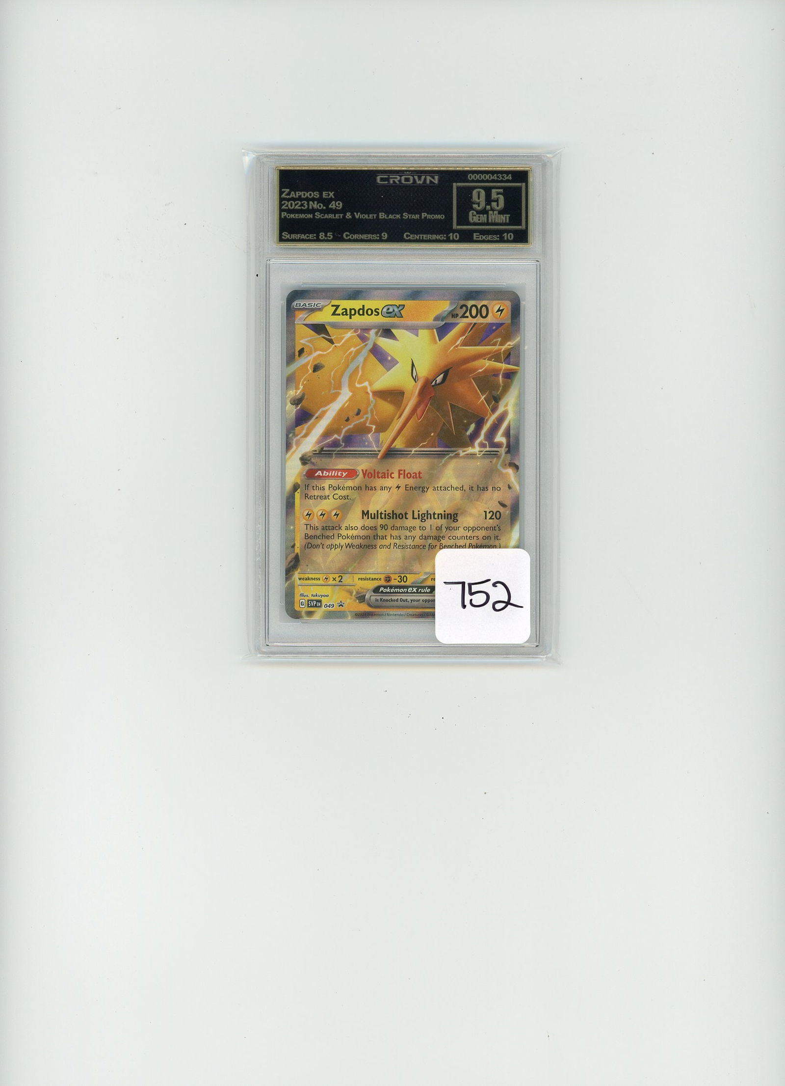 Zapdos ex - 2023 Pokemon Scarlet & Violet Black Star Promo CC&G Graded Gem Mint 9.5 (1 of 1)