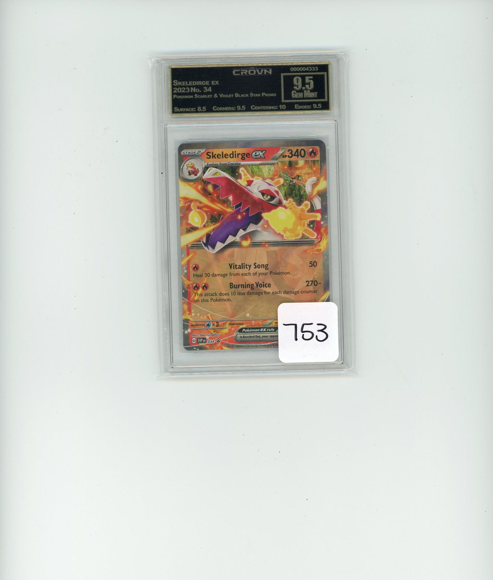 Skeledirge ex - 2023 Pokemon Scarlet & Violet Black Star Promo CC&G Graded Gem Mint 9.5 (1 of 1)