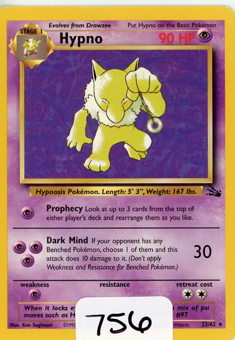 Hypno - 1999 Pokemon Fossil single (1 of 1)