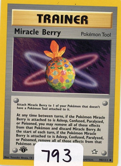 Miracle Berry - 2000 Pokemon Neo Genesis 1st Edition single (1 of 1)