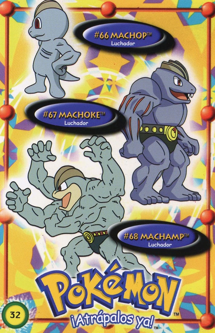 Machop/Machoke/Machamp - Nintendo Pokemon Postcard (Spanish): Machop/Machoke/Machamp - Nintendo Pokemon Postcard (Spanish)