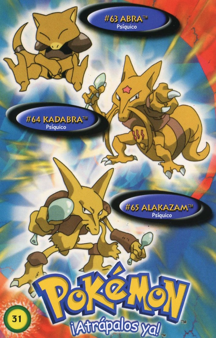 Abra/Kadabra/Alakazam - Nintendo Pokemon Postcard (Spanish): Abra/Kadabra/Alakazam - Nintendo Pokemon Postcard (Spanish)