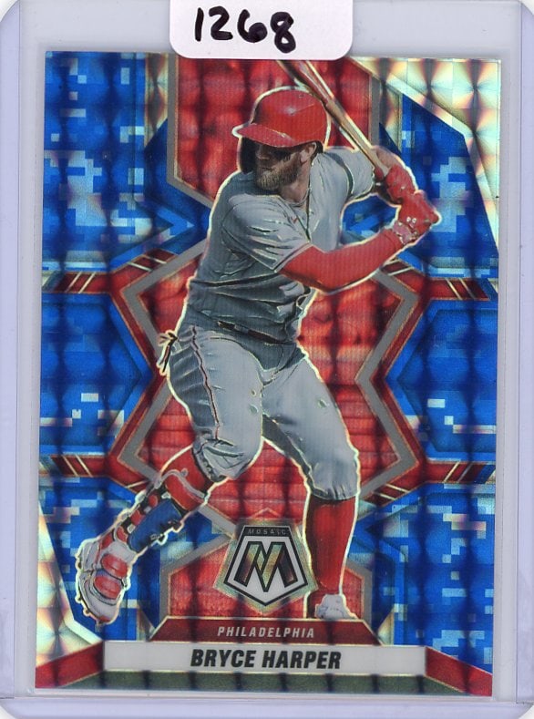 Bryce Harper - 2022 Panini Mosaic - Blue Camo Mosaic Prizm single: Bryce Harper - 2022 Panini Mosaic - Blue Camo Mosaic Prizm single