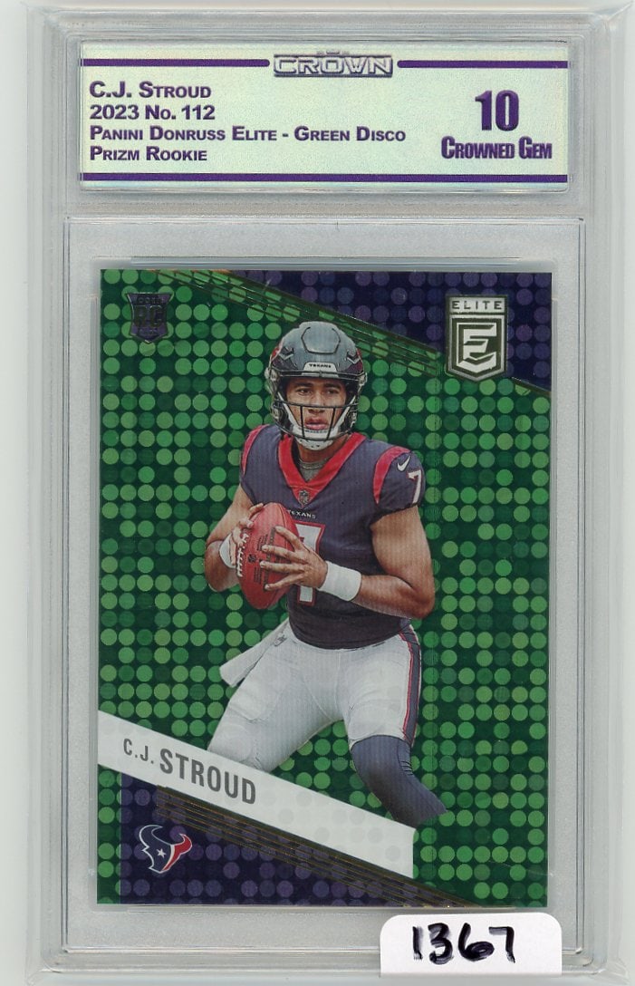 C.J. Stroud - 2023 Panini Donruss Elite - Green Disco Prizm Rookie CC&G Graded Crowned Gem 10 (1 of 1)