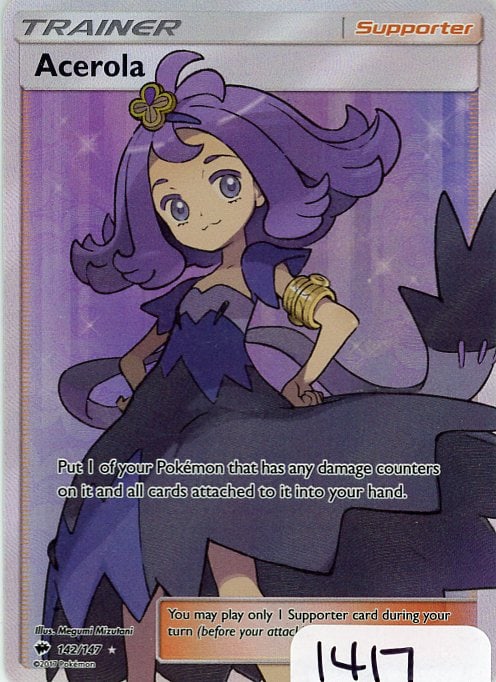 Acerola - 2017 Pokemon Burning Shadows - Full Art single: Acerola - 2017 Pokemon Burning Shadows - Full Art single