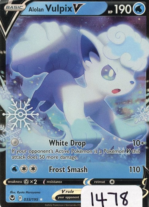 Alolan Vulpix V - 2022 Pokemon Silver Tempest single (1 of 1)