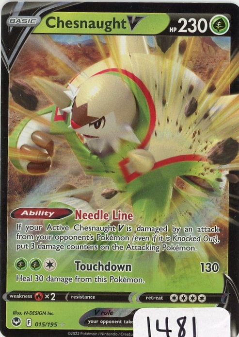 Chesnaught V - 2022 Pokemon Silver Tempest single (1 of 1)