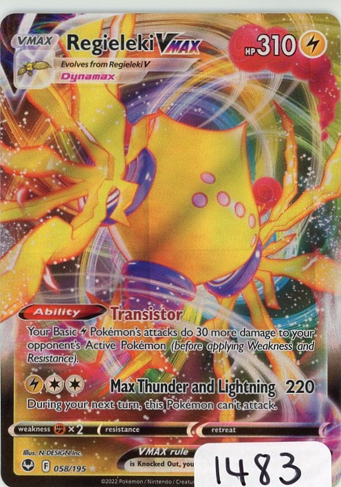 Regieleki Vmax - 2022 Pokemon Silver Tempest - Full Art single (1 of 1)