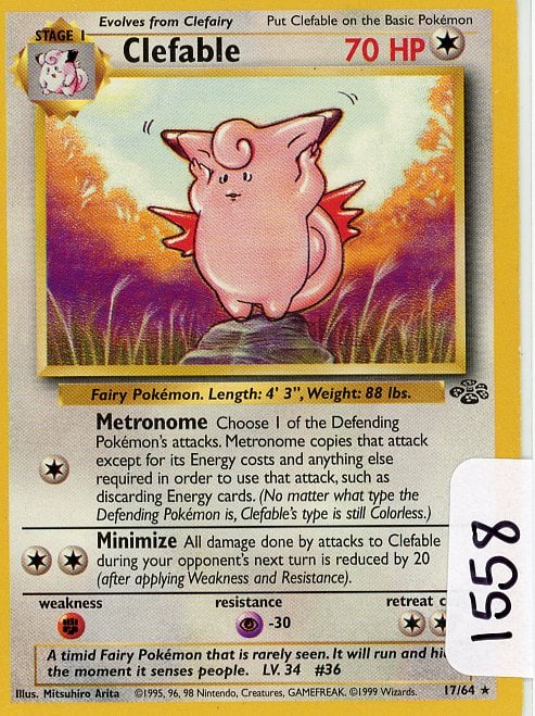 Clefable - 1999 Pokemon Jungle single: Clefable - 1999 Pokemon Jungle single