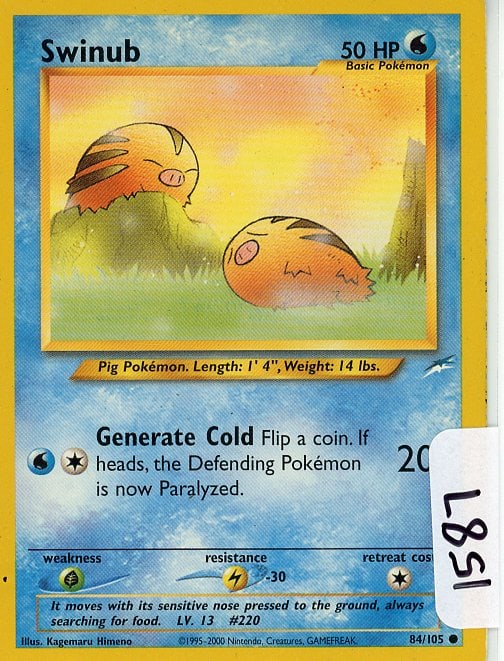 Swinub - 2002 Pokemon Neo Destiny single: Swinub - 2002 Pokemon Neo Destiny single