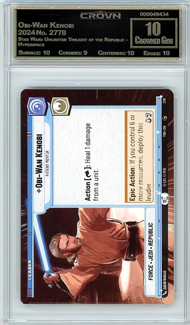 2024 Obi-Wan Kenobi Star Wars Unlimited Twilight: Graded by Crown Grading. Grade: 10.00. Crowned Gem