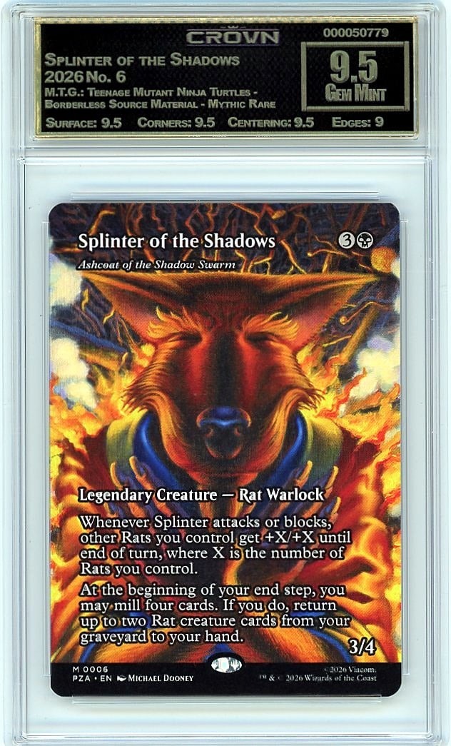 2026 Splinter of the Shadows M.T.G.: Teenage Muta: Graded by Crown Grading. Grade: 9.50. Gem Mint